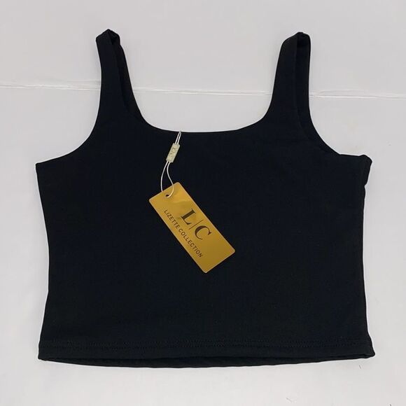 Lizette Collection Women's Black Square Neck Tank Top Size Large New With Tags - Picture 8 of 8